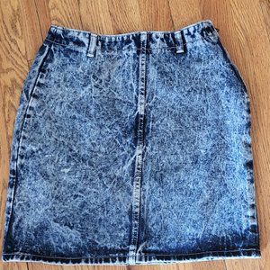 80s Skirt Vintage Acid Bleach Wash USA Denim Breakers Label Side Zipper High Wai